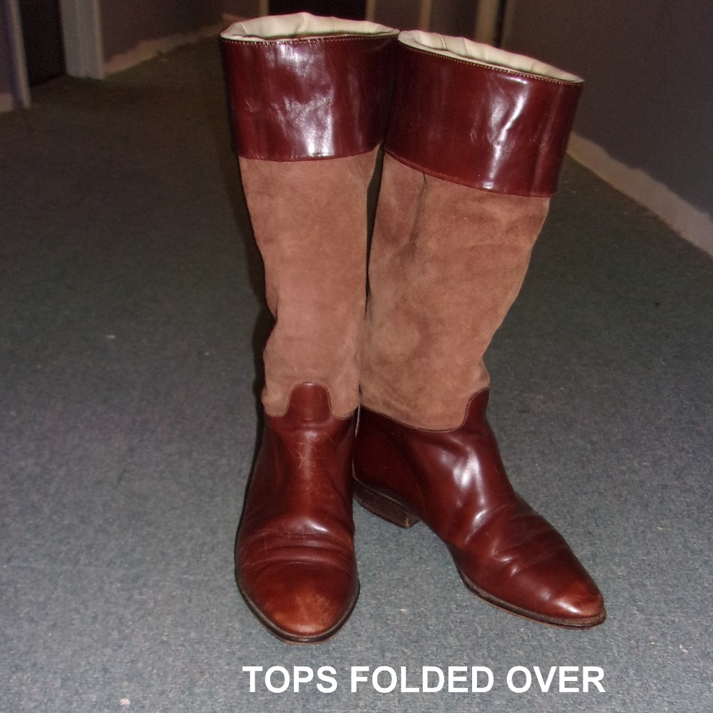 Vintage Ann Taylor 2 in1 Brown Suede & Leather Boots